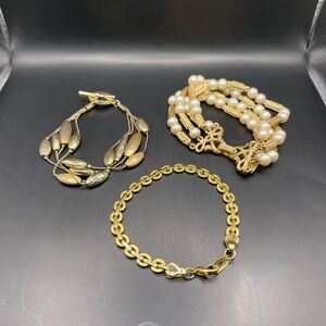 3 Gold Tone Bracelet Lot